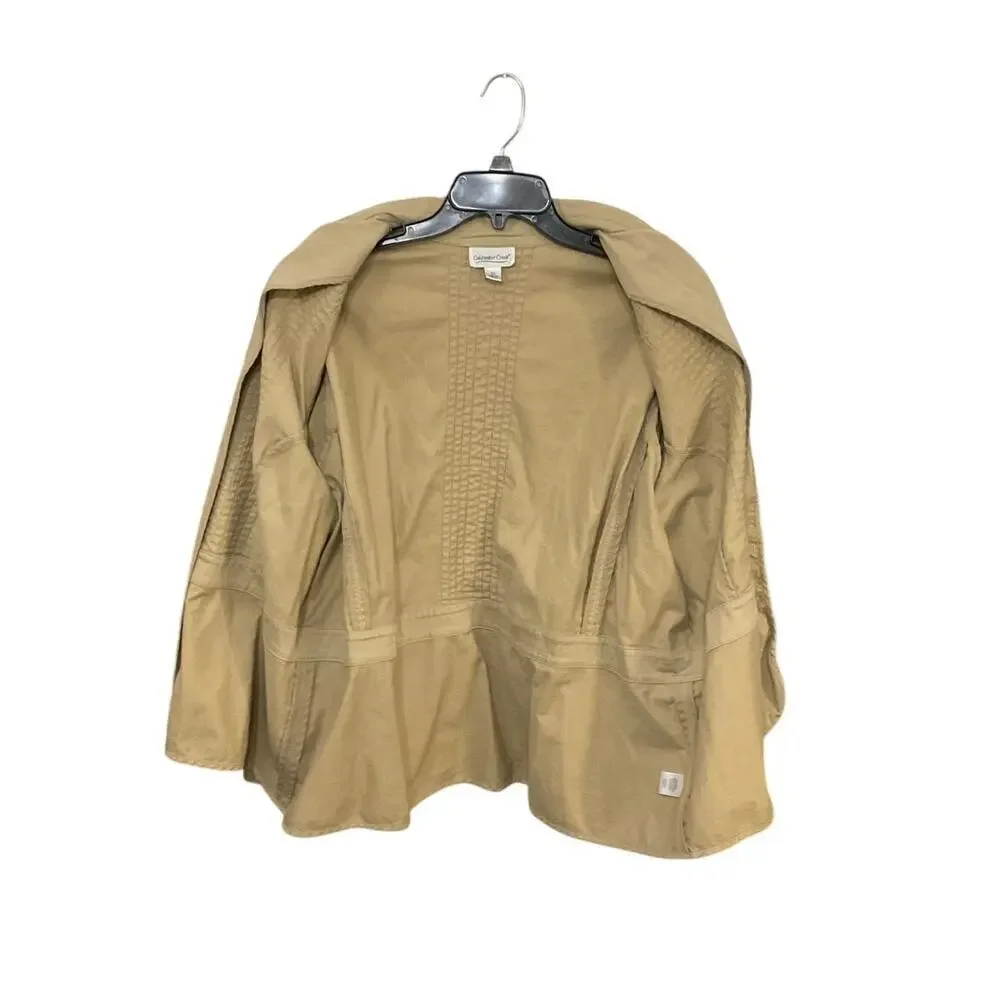 Coldwater Creek Tan Pleated Jacket Button Front Cotton Stretch Womens Sz 3X Plus